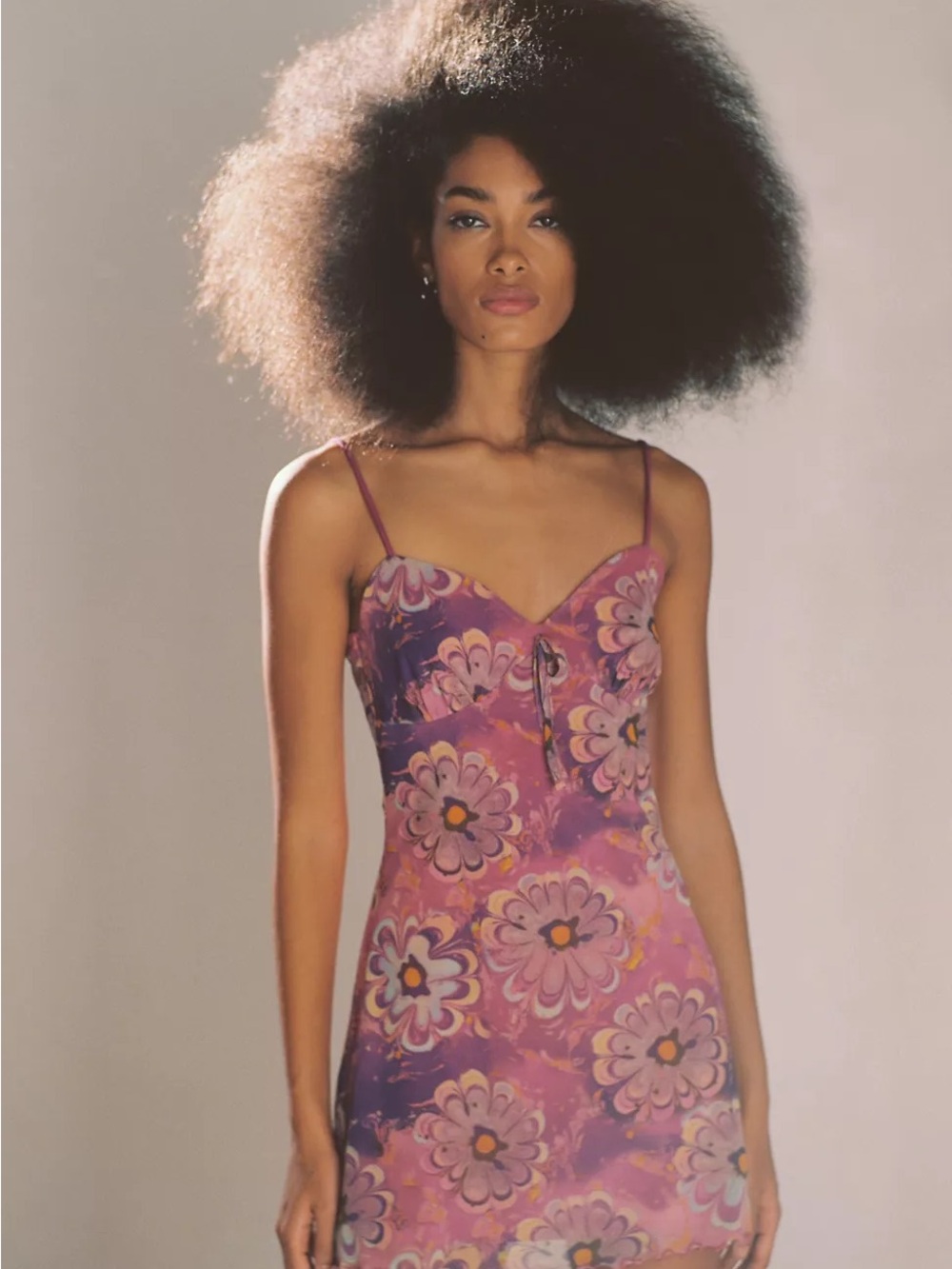 Urban Outfitters Floral Elodie Printed Mesh Mini Slip Dress 90’s/ Y2K XS